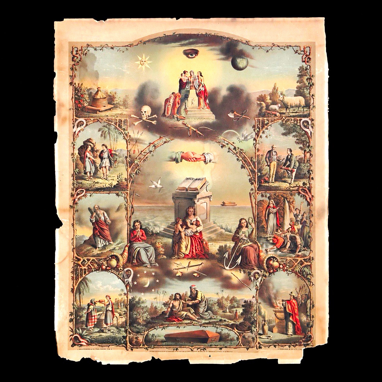 1870 IOOF Odd Fellows Symbolic Chart Chromolithograph J Hale Powers Strobridge 1870 IOOF Odd Fellows Symbolic Chart Chromolithograph J Hale Powers Strobridge