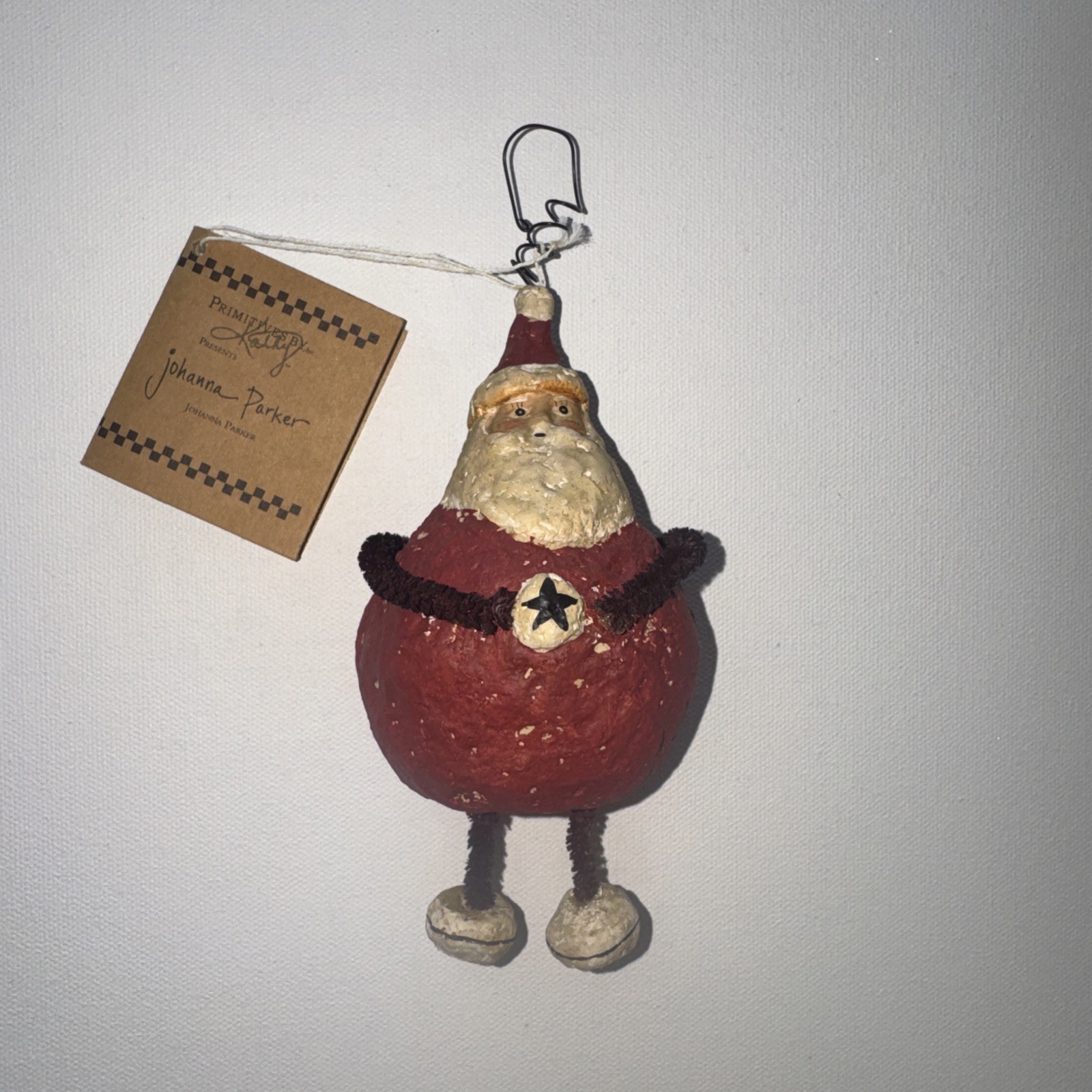Rare Vintage Primatives By Kathy, Johanna Parker, Santa Claus Ornament , W/tag Rare Vintage Primatives By Kathy, Johanna Parker, Santa Claus Ornament , W/tag
