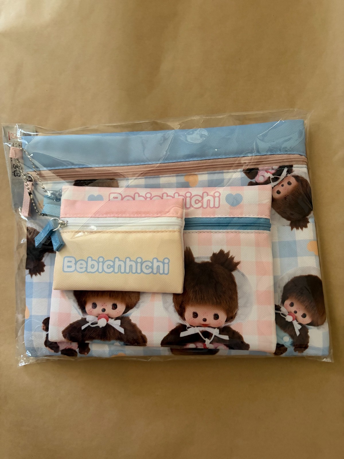 Bebichhichi 3 Flat Pouch Set Sekiguchi Japan Limited Monchhichi Cute Rare Bebichhichi 3 Flat Pouch Set Sekiguchi Japan Limited Monchhichi Cute Rare