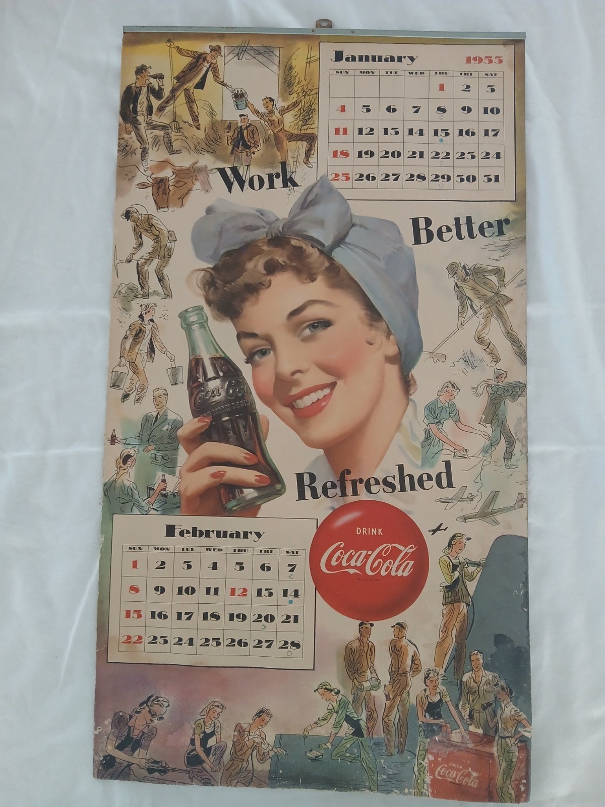 Original 1953 Coca-Cola Calendar Complete Military Service Women Vintage Coke Original 1953 Coca-Cola Calendar Complete Military Service Women Vintage Coke