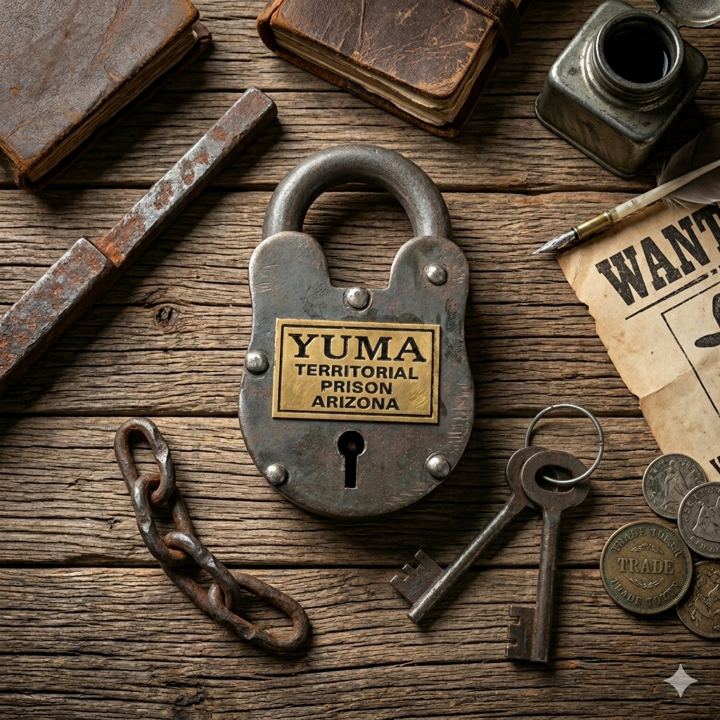 Reproduction Yuma Territorial Prison Large Cast Iron 4.5" Lock Padlock W/ 2 Keys