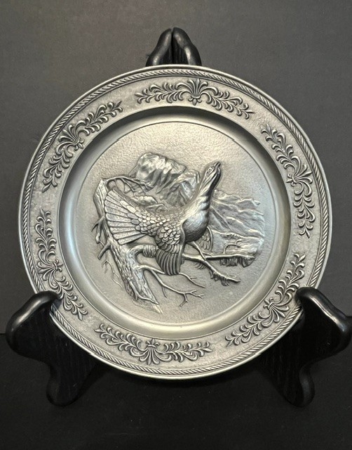 Vintage German Pewter Wall Plate Kossinger 8306 Schierling Wildlife Grouse 7.5" Vintage German Pewter Wall Plate Kossinger 8306 Schierling Wildlife Grouse 7.5"