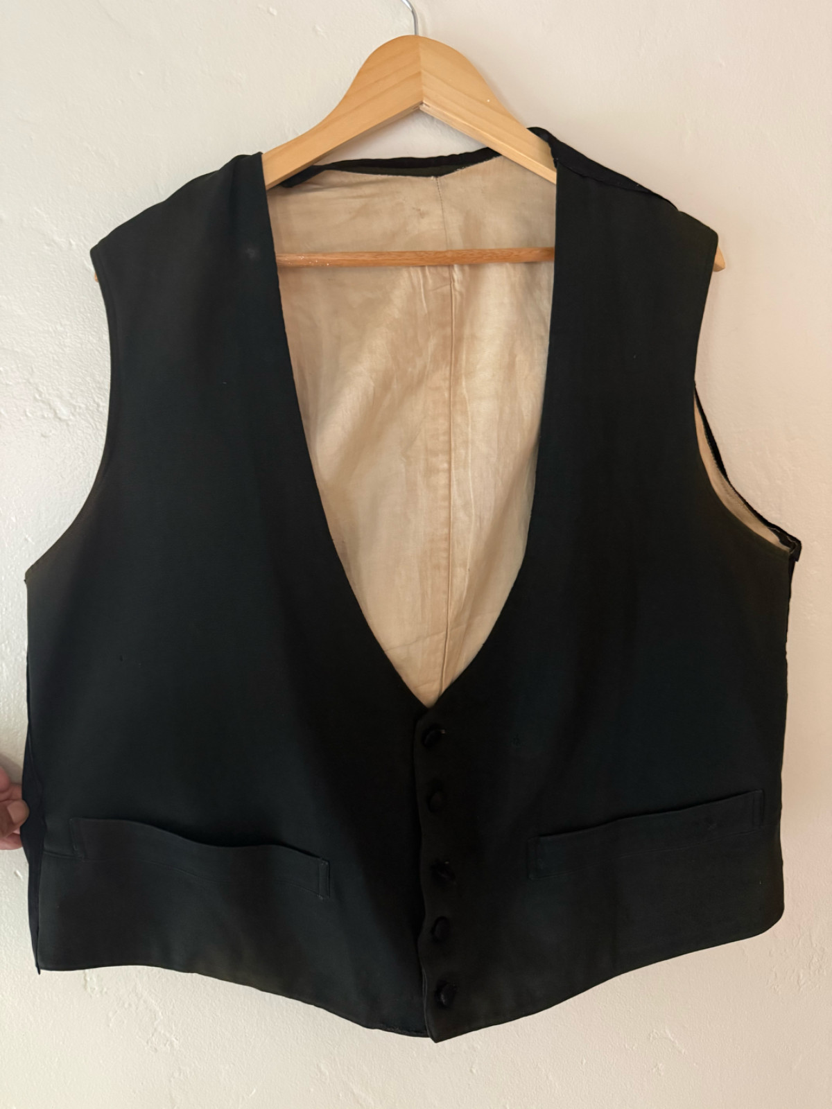 Men's Antique 1890s-1900s Victorian Vest Waistcoat L Clinch Back Costume Stamp Men's Antique 1890s-1900s Victorian Vest Waistcoat L Clinch Back Costume Stamp