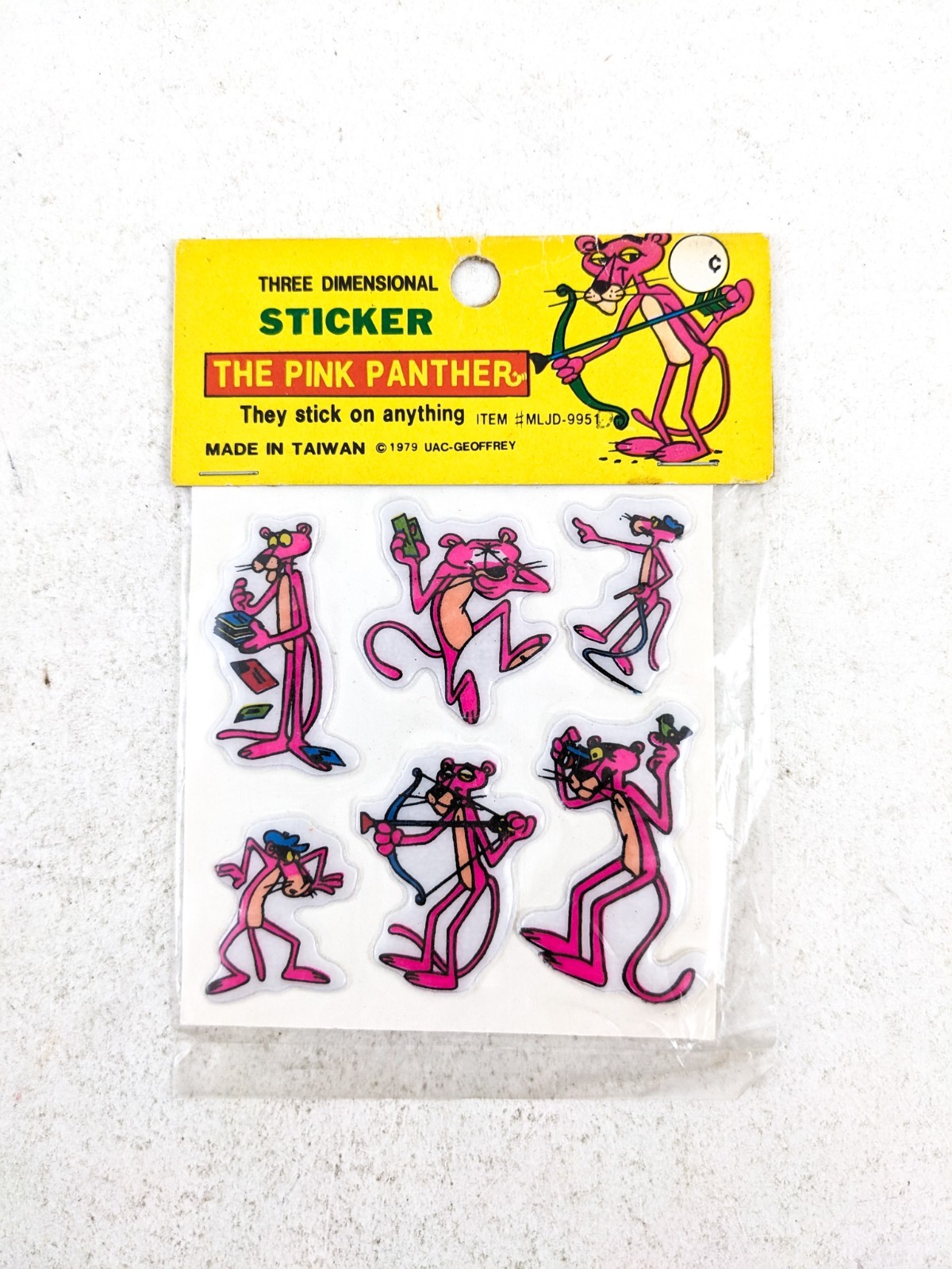 Vintage Pink Panther Three Dimensional Puffy Stickers 1979, Factory Sealed, Rare