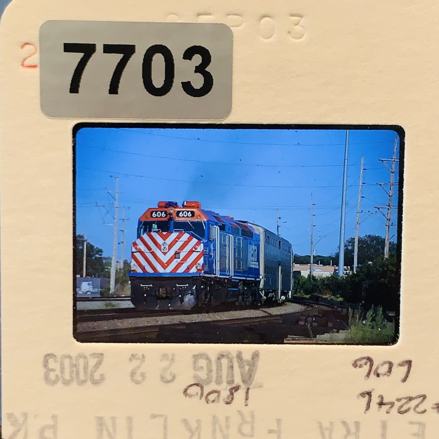 35mm Slide RARE Metra F40PH-2 Train Locomotive 606 Franklin Park 2003 Railroad 35mm Slide RARE Metra F40PH-2 Train Locomotive 606 Franklin Park 2003 Railroad
