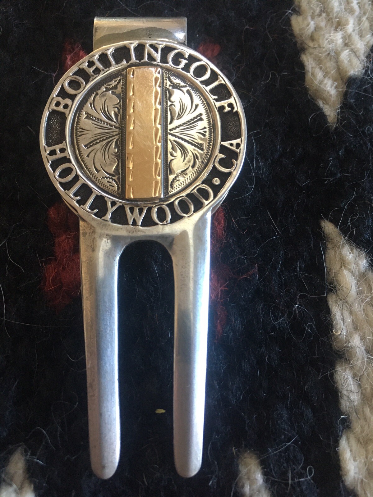 Edward H Bohlin Sterling Silver and Gold Money Clip Concho Golf Green Tool Edward H Bohlin Sterling Silver and Gold Money Clip Concho Golf Green Tool