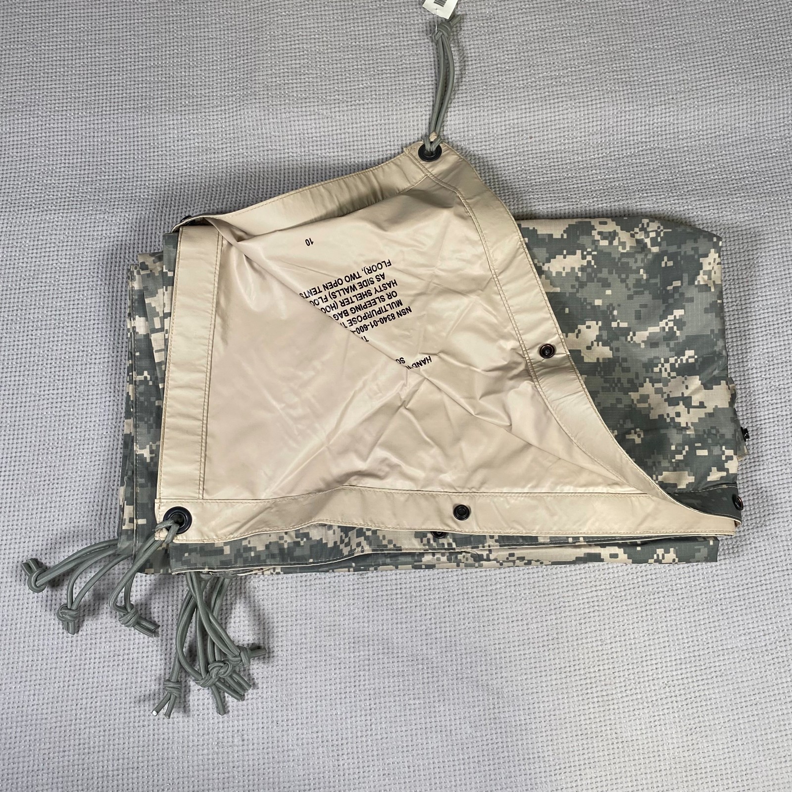 NEW USGI Reversible Field Tarp Shelter ACU Sand 92" x 82" NSN 8340-01-600-4809