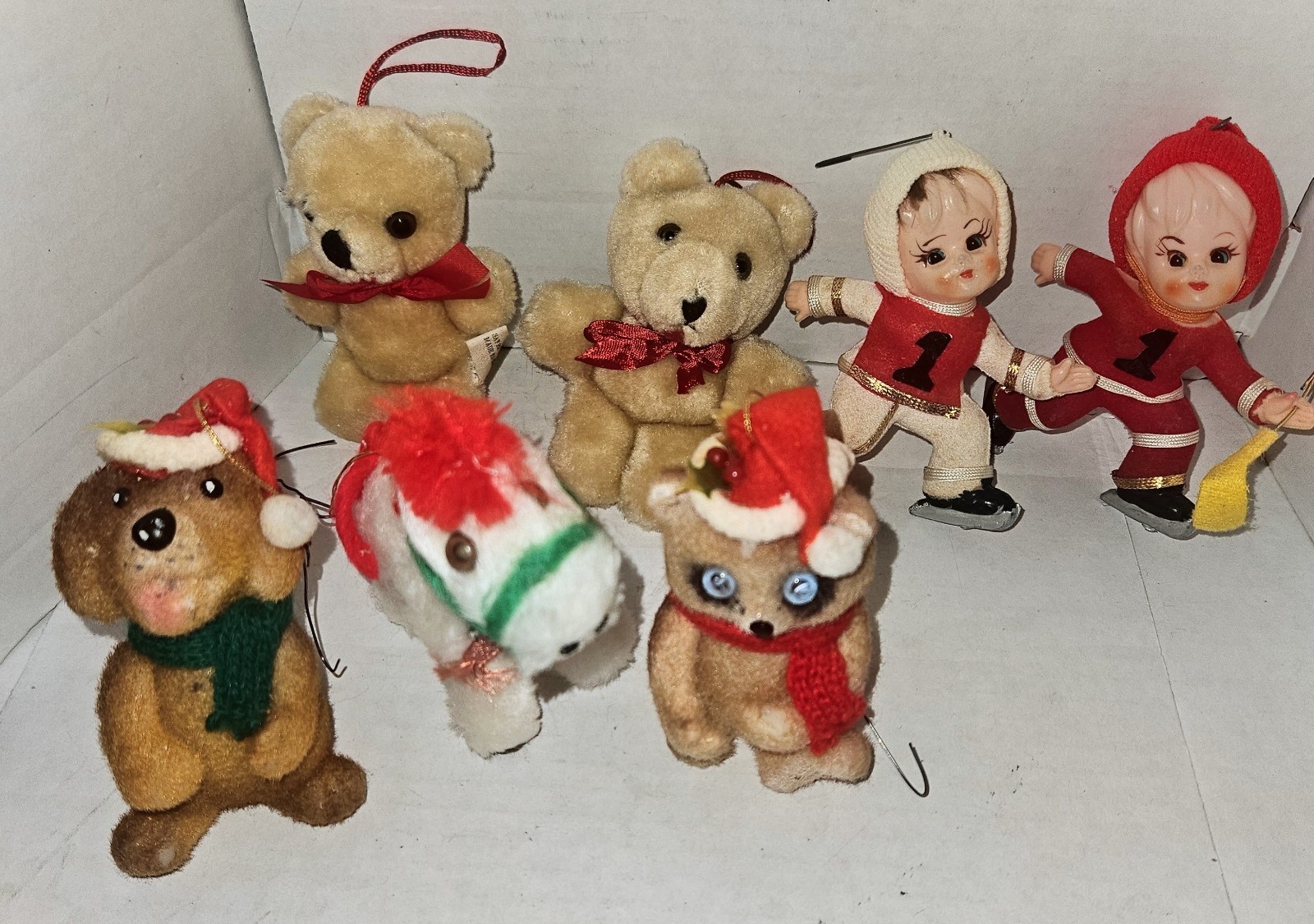Vintage Collection Of 8 Figural Christmas Ornaments