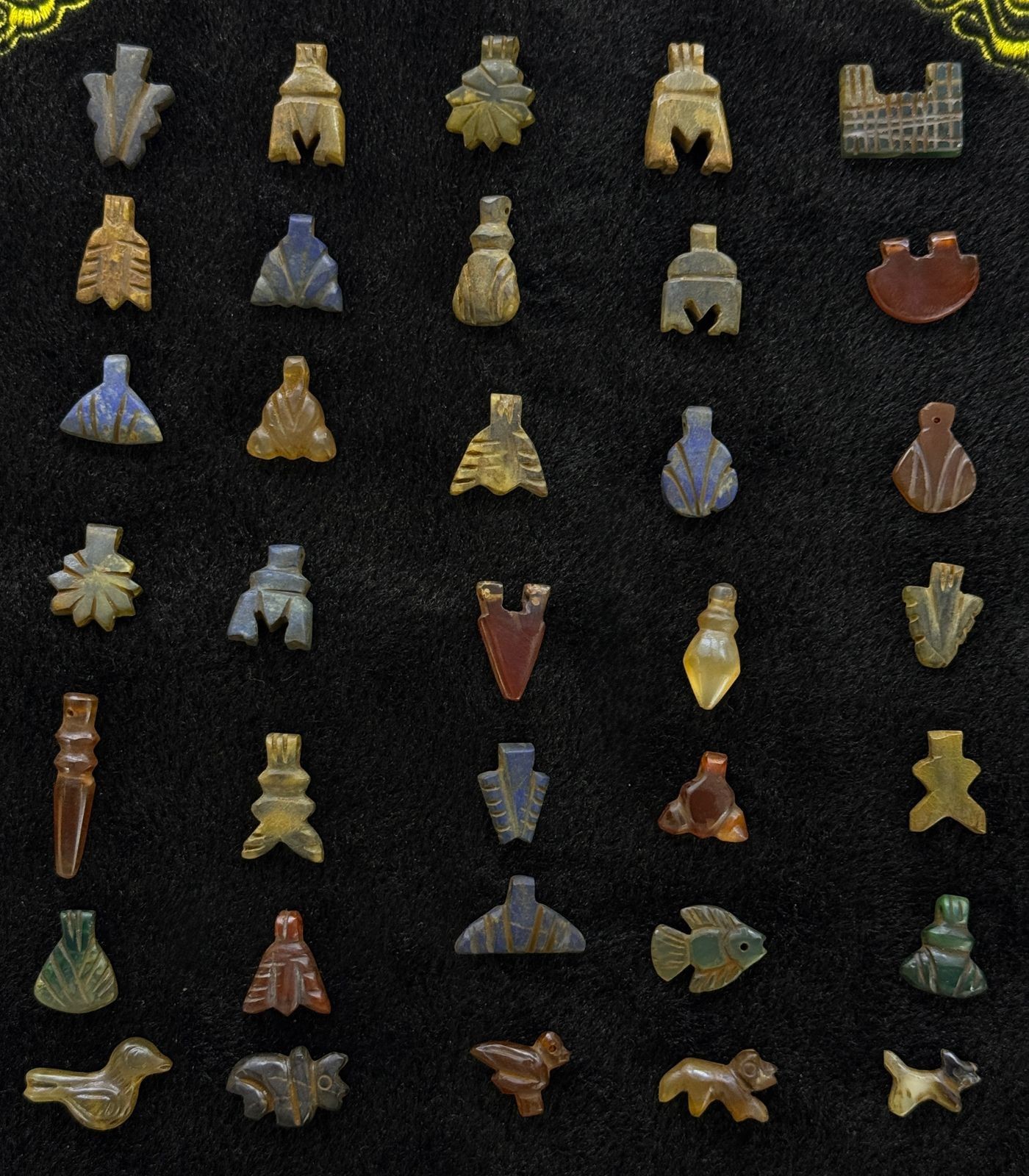 Ancient Old Lots of different 35 AMULETES representing various deities Beads