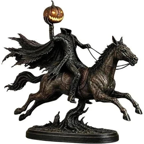 9in Lighted Headless Horseman Statue LED Pumpkin Sleepy Hollow Halloween Prop 9in Lighted Headless Horseman Statue LED Pumpkin Sleepy Hollow Halloween Prop