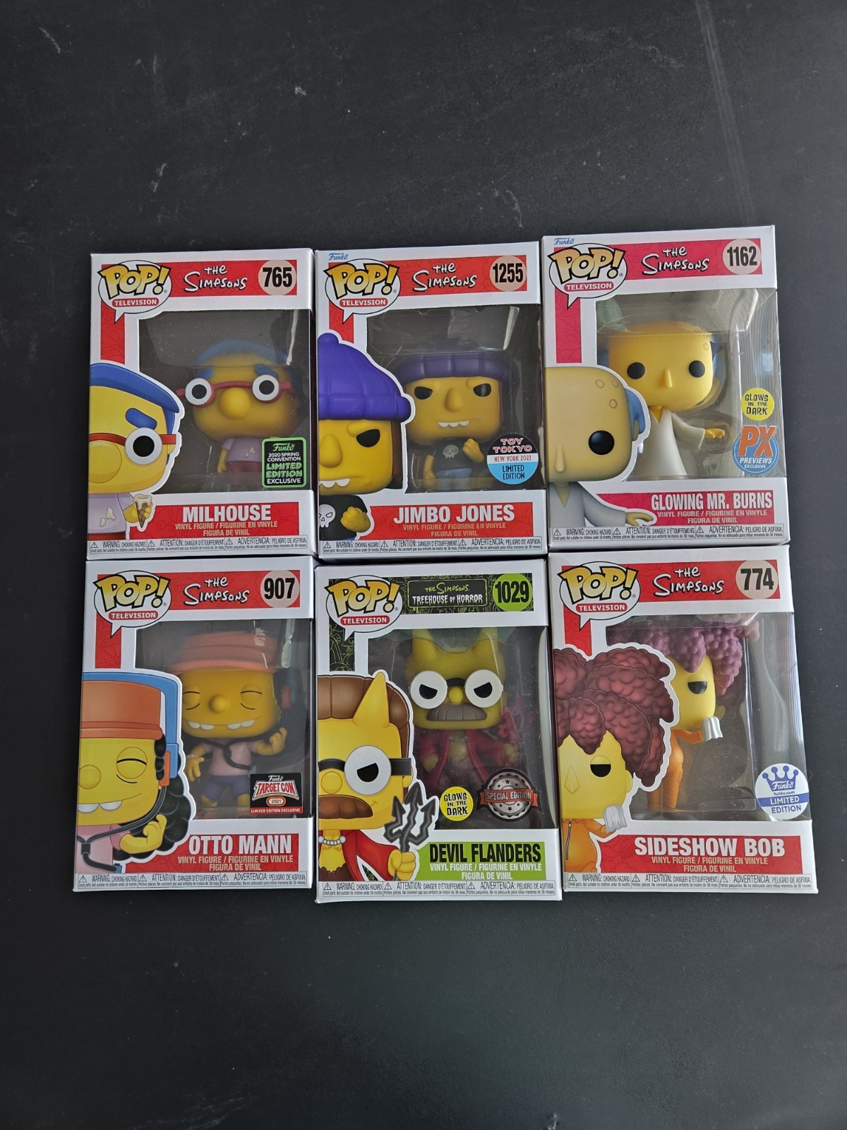 Funko Pop The Simpsons Milhouse Jimbo Glowing Mr. Burns Otto Devil Flanders Lot