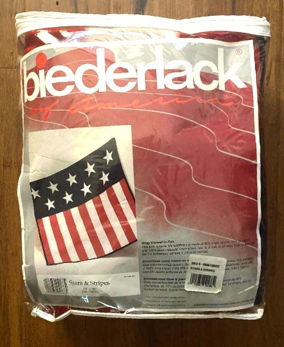 Vintage Biederlack Stars & Stripes Blanket, New In Package, Unopened. Vintage Biederlack Stars & Stripes Blanket, New In Package, Unopened.