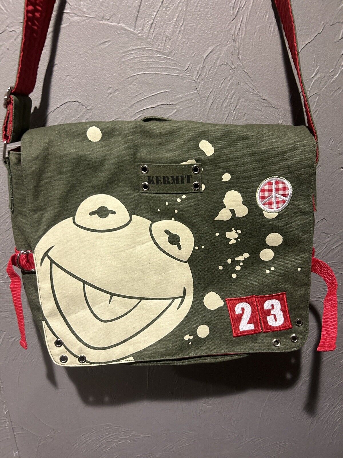 Muppets Kermit The Frog Messenger Bag Peace 23 Canvas - Travel - Crossbody