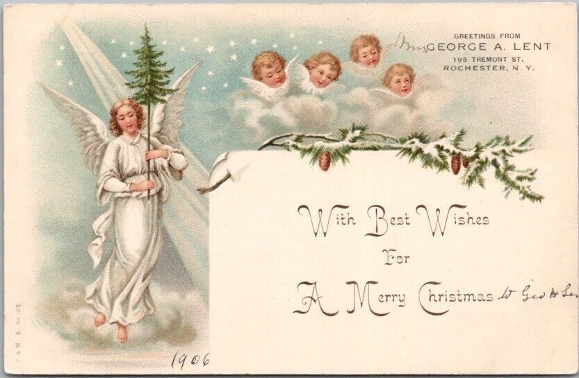 c1900s CHRISTMAS / Advertising Postcard ANGELS 