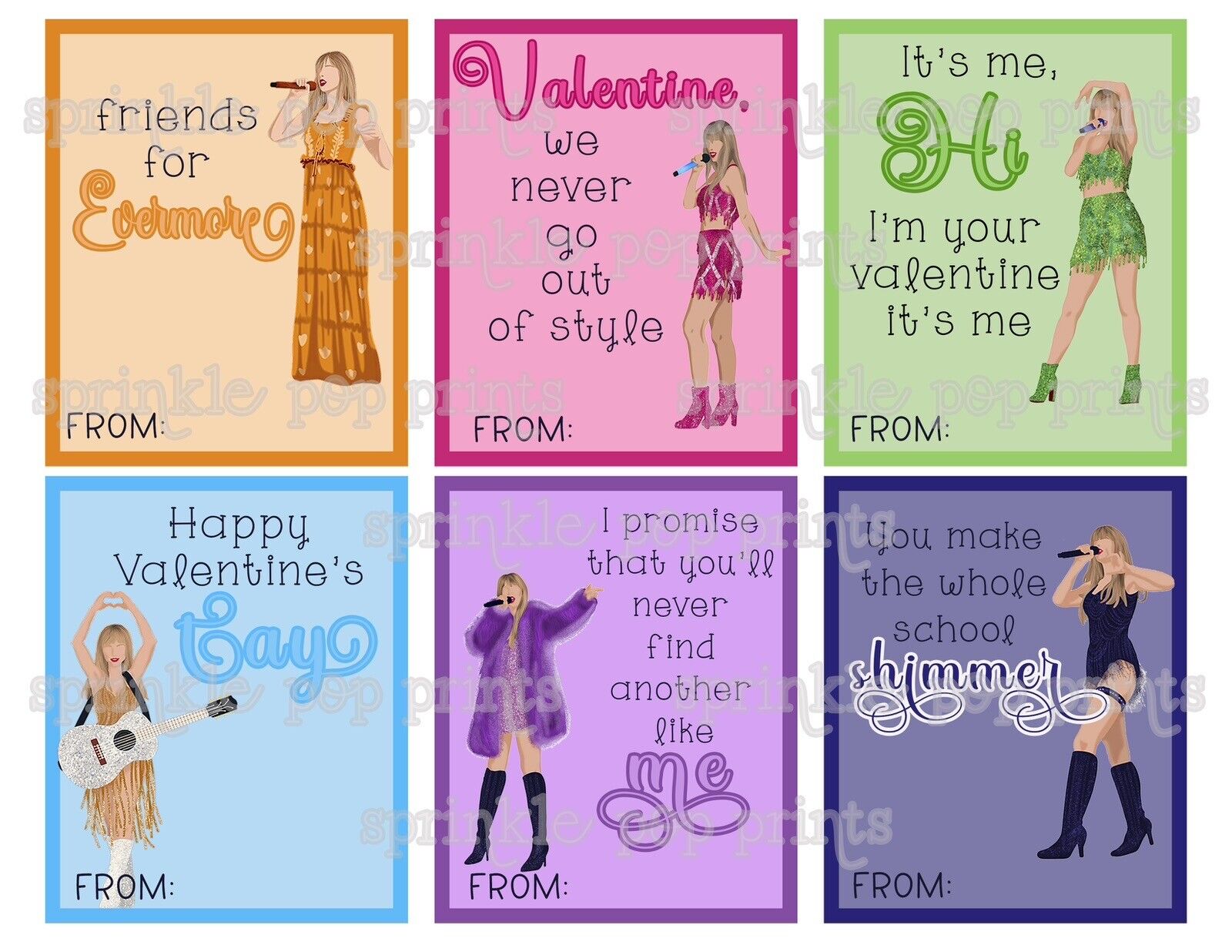 Printable Taylor Swift Valentines (12 Different Designs)
