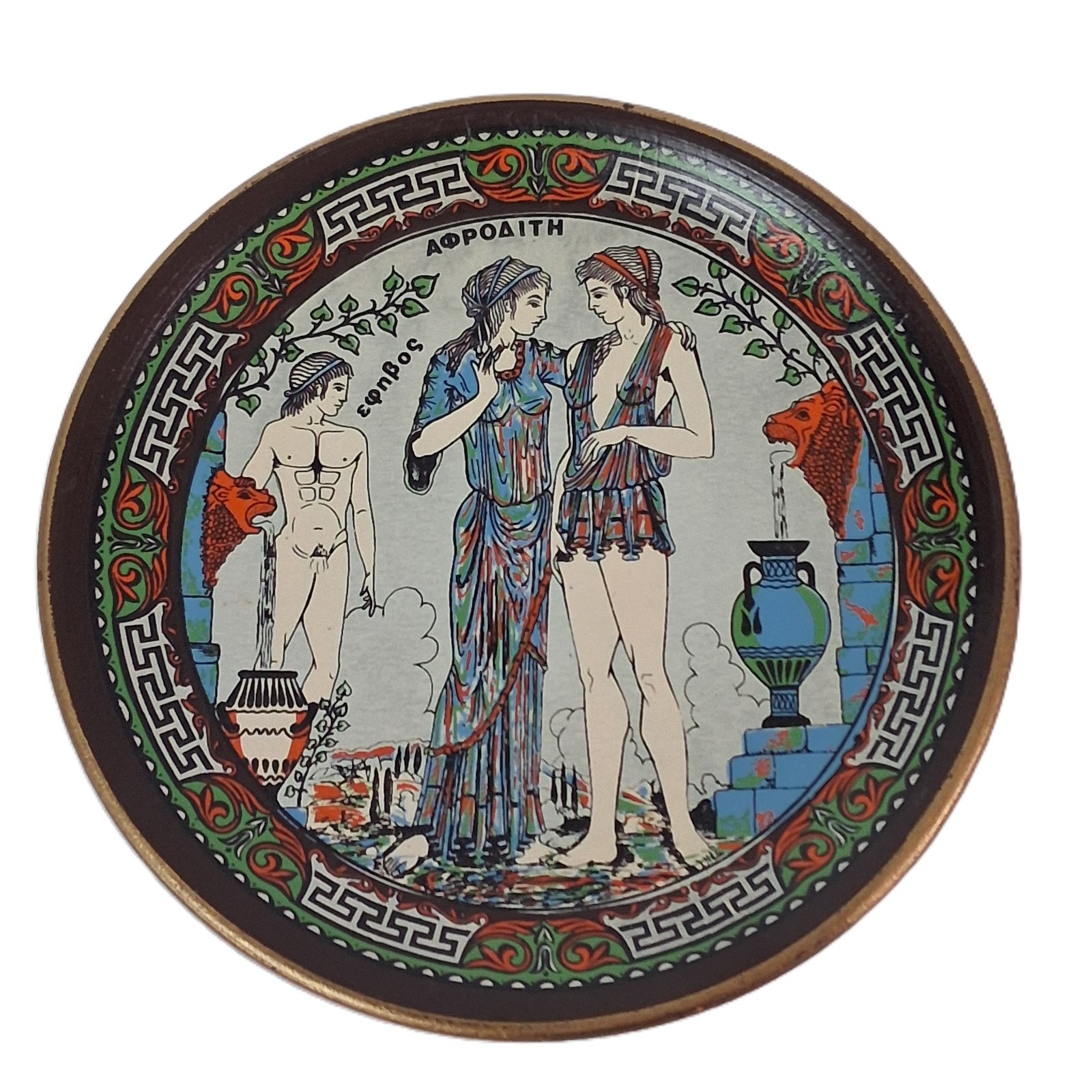 Vtg RARE Greek Pottery Wall Decorative Plates Greek Goddess Aphrodite Mythology Vtg RARE Greek Pottery Wall Decorative Plates Greek Goddess Aphrodite Mythology
