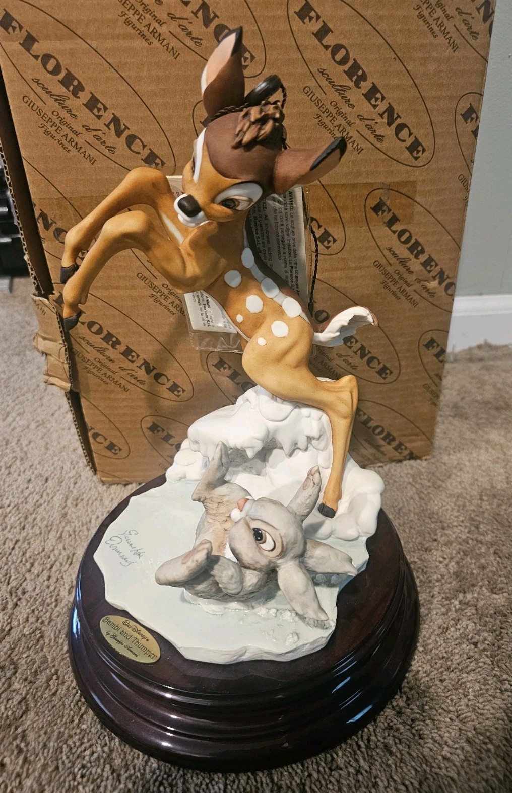Vintage Giuseppe Armani Disney Bambi and Thumper Figurine 1262C With Box 12" Vintage Giuseppe Armani Disney Bambi and Thumper Figurine 1262C With Box 12"