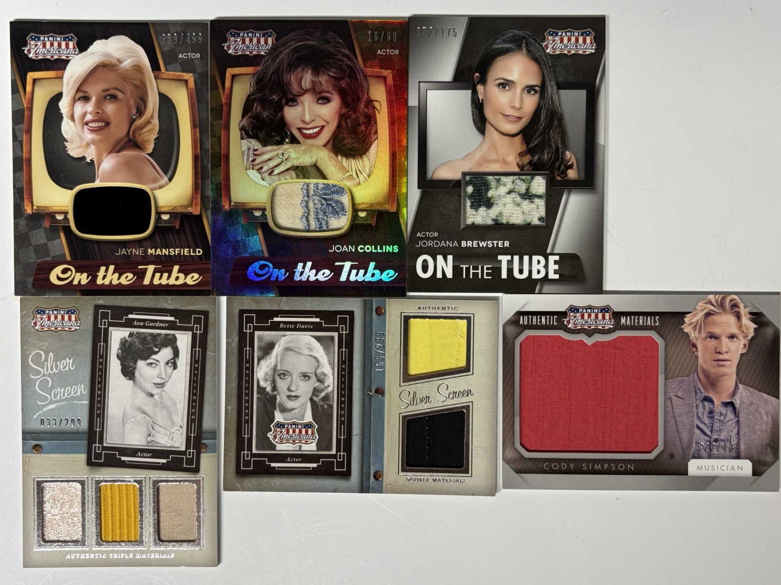 Panini 2015 Americana On the Tube/Silver Screen/Materials Costume Insert Lot (6) Panini 2015 Americana On the Tube/Silver Screen/Materials Costume Insert Lot (6)
