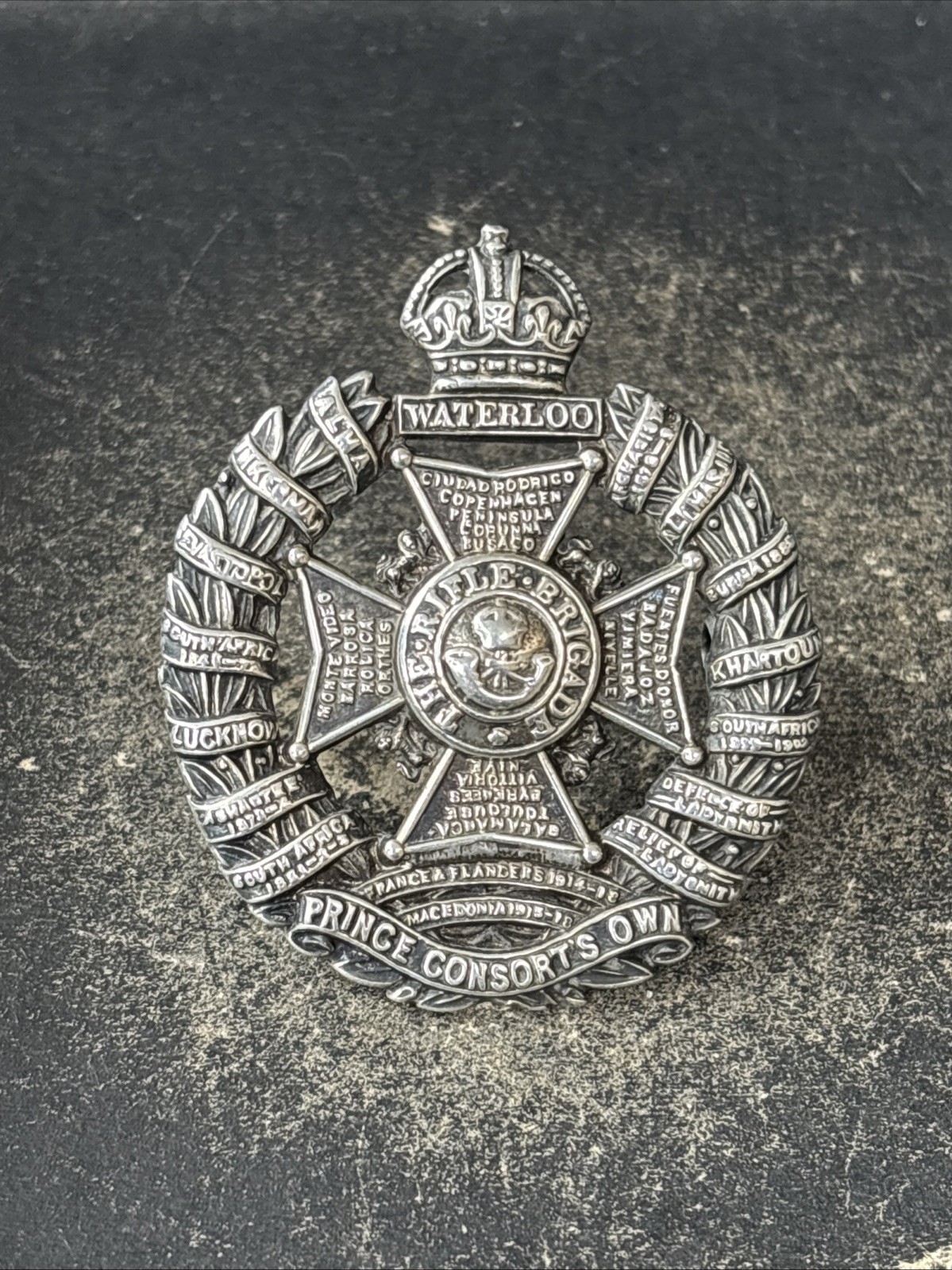 The Rifle Brigade Officers Silver British Army Cap Badge. The Rifle Brigade Officers Silver British Army Cap Badge.