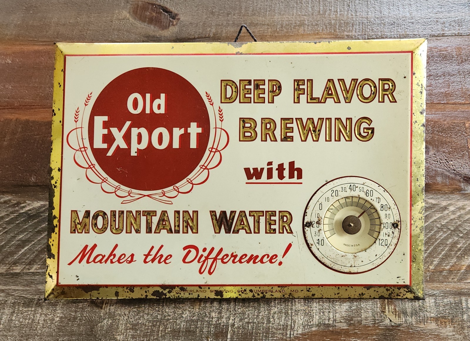 Rare Old German Old Export Beer Thermometer Sign Tin Over Cardboard TOC WORKS
