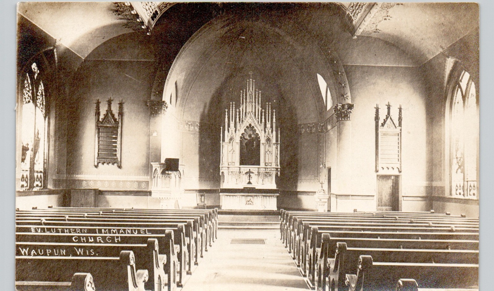LUTHERAN CHURCH INTERIOR waupun wi c1910 postcard wisconsin real photo rppc LUTHERAN CHURCH INTERIOR waupun wi c1910 postcard wisconsin real photo rppc