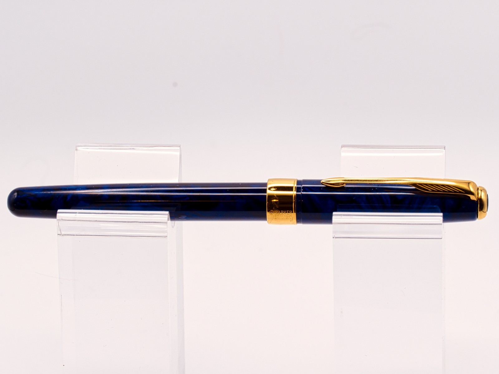 Vintage Parker Sonnet blue marbled lacquer fountain pen with 18k fine gold nib