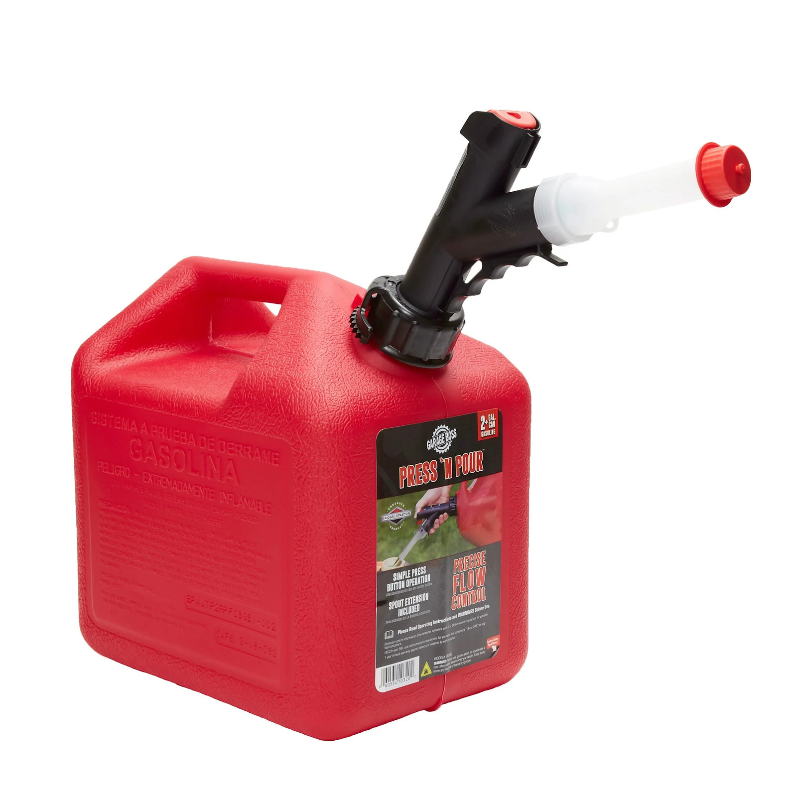 Briggs & Stratton  2+ Gallon Garageboss Press 'N Pour Gas Can | GB320 Red Fuel