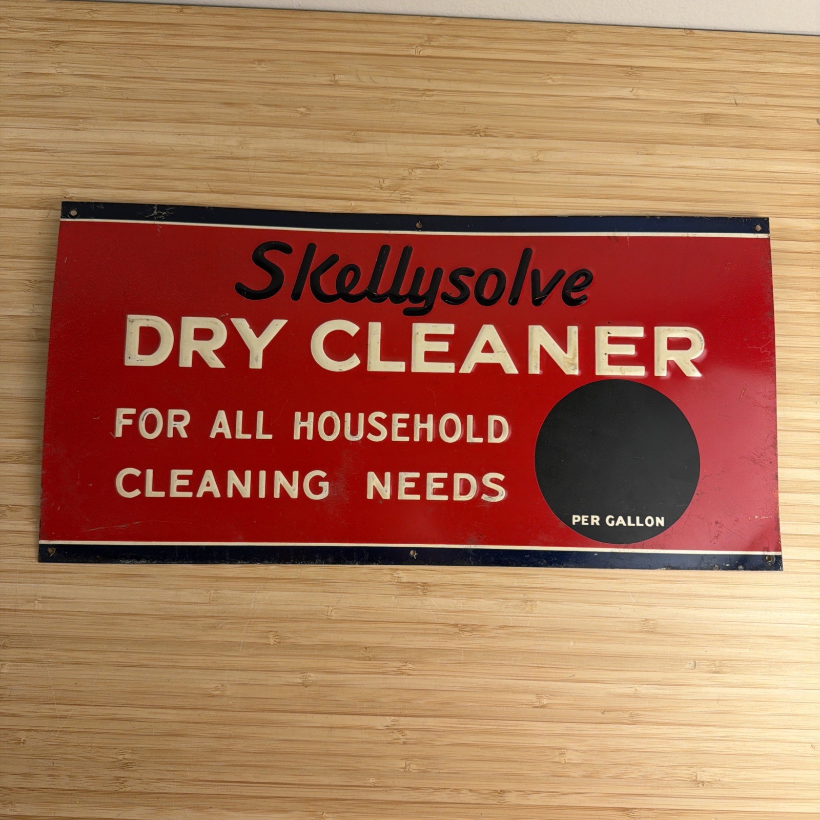Vintage 1940s Embossed SKELLY OIL Advertising SKELLYSOLVE DRY CLEANER Tin Sign Vintage 1940s Embossed SKELLY OIL Advertising SKELLYSOLVE DRY CLEANER Tin Sign
