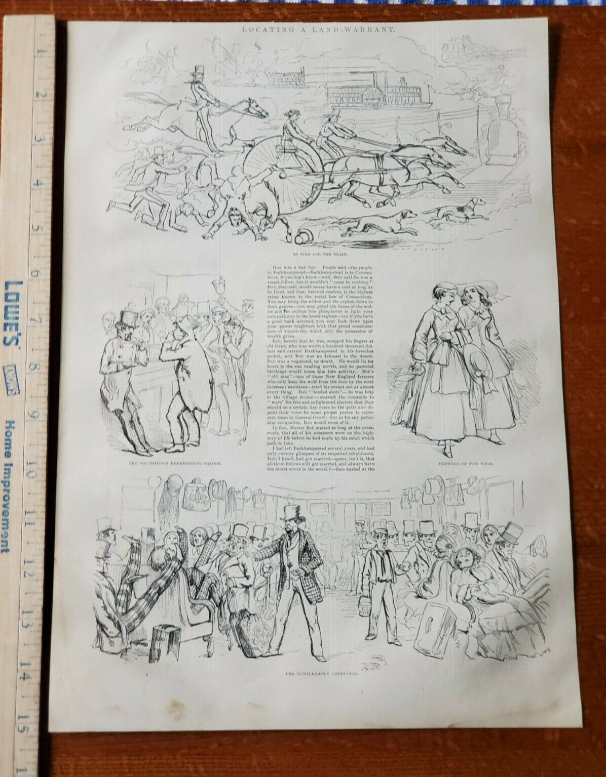 Harper's Weekly 1857 Sketch Print LOCATING A LAND WARRANT