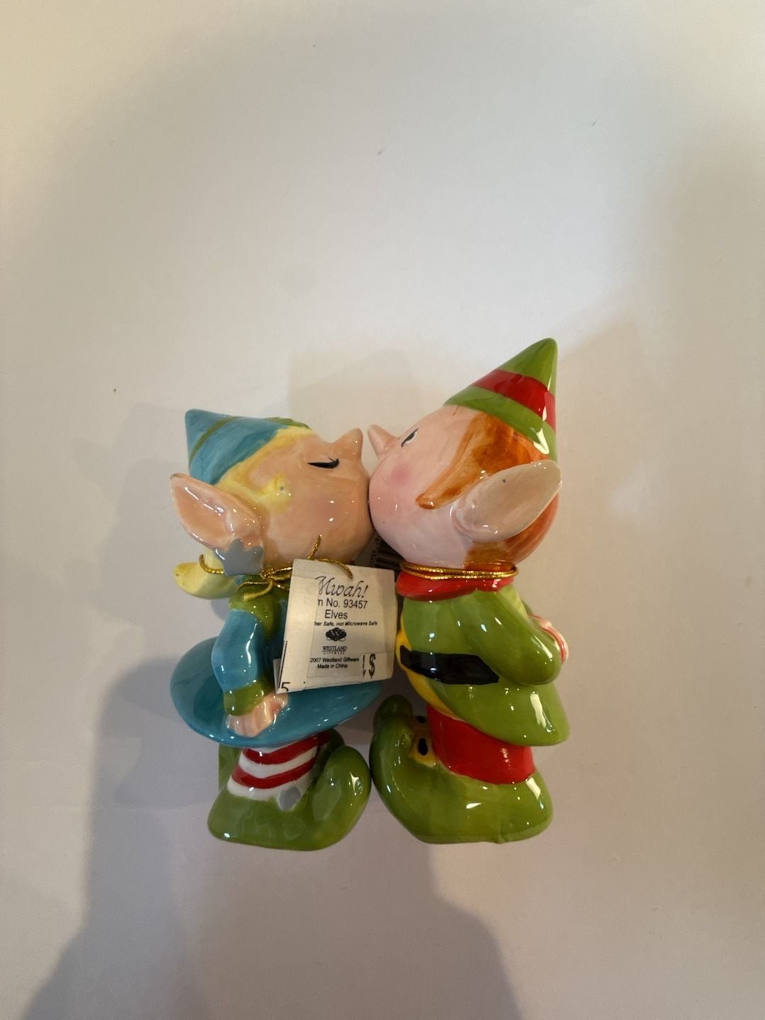 Westland Giftware "Kwah" Kissing Elves Salt and Pepper Shakers Set, Item No. 93 Westland Giftware "Kwah" Kissing Elves Salt and Pepper Shakers Set, Item No. 93