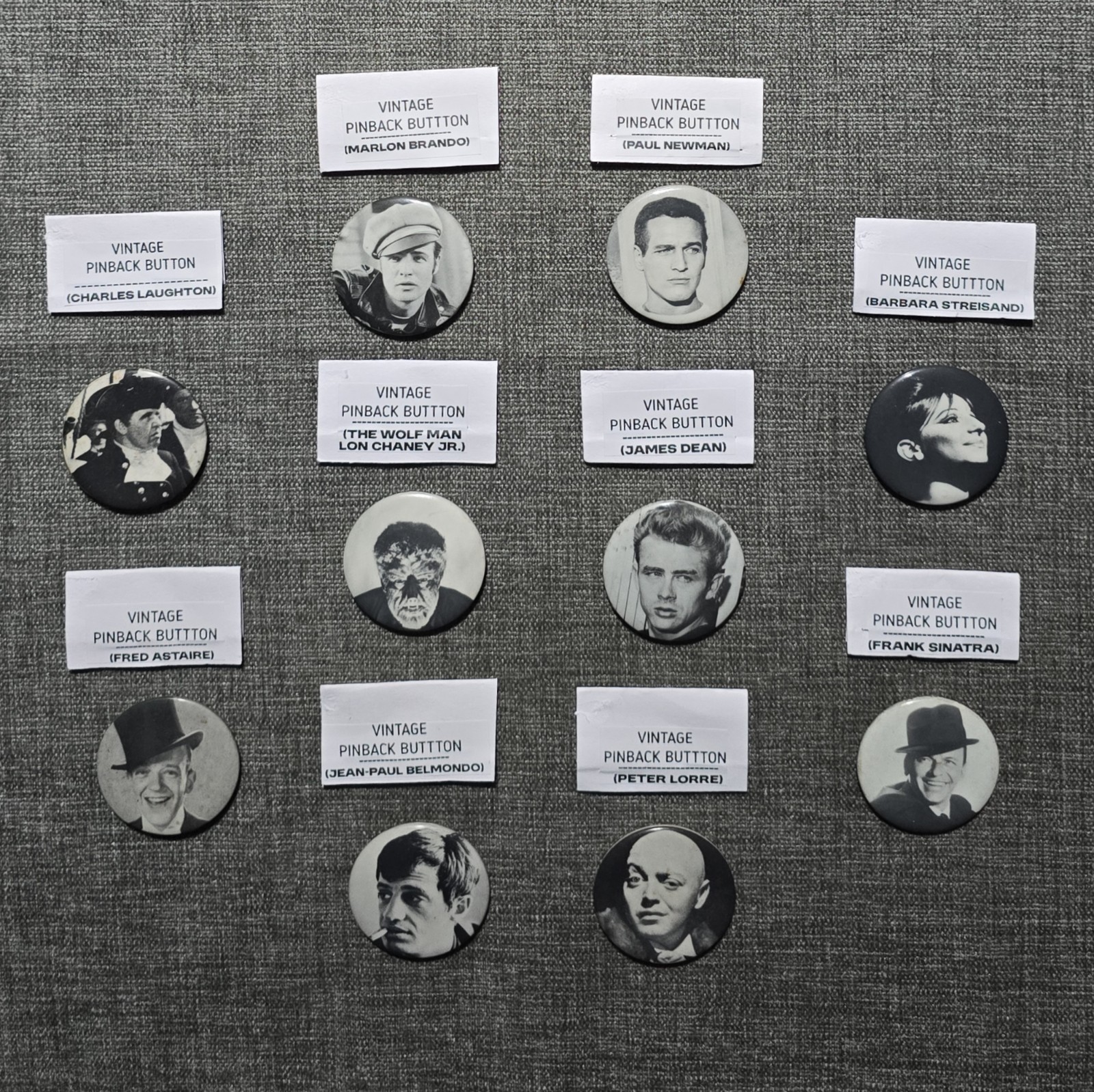 Lot of 10 Vintage Celebrity Movie Star Actor Photo Pinback Buttons Pins Lot of 10 Vintage Celebrity Movie Star Actor Photo Pinback Buttons Pins