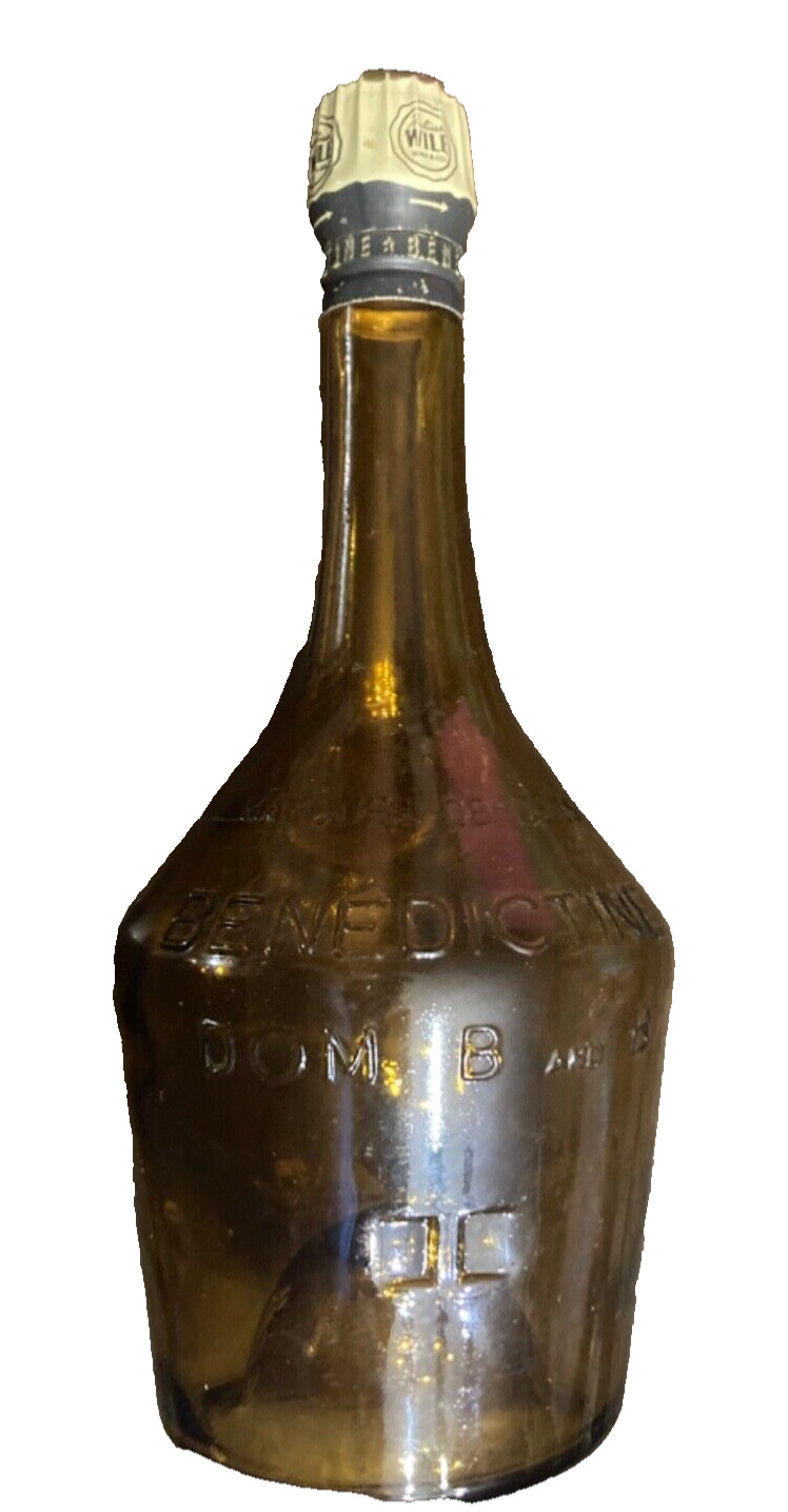 Vintage Benedictine Brown Bottle, B & B, Bell Shaped Bottom Marquee Deposee *K