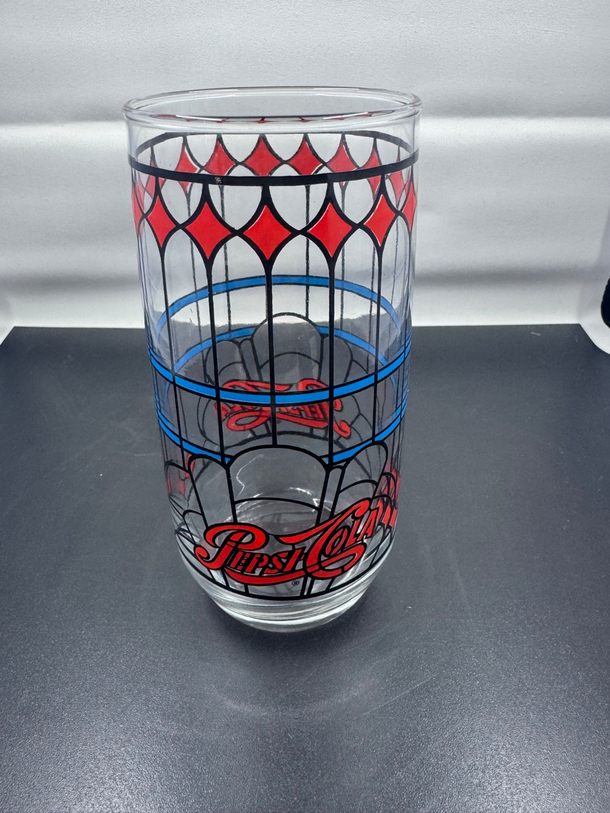 Vintage 1970’s Pepsi-Cola Tiffany Style Stained Drinking Glass Collectible Vintage 1970’s Pepsi-Cola Tiffany Style Stained Drinking Glass Collectible