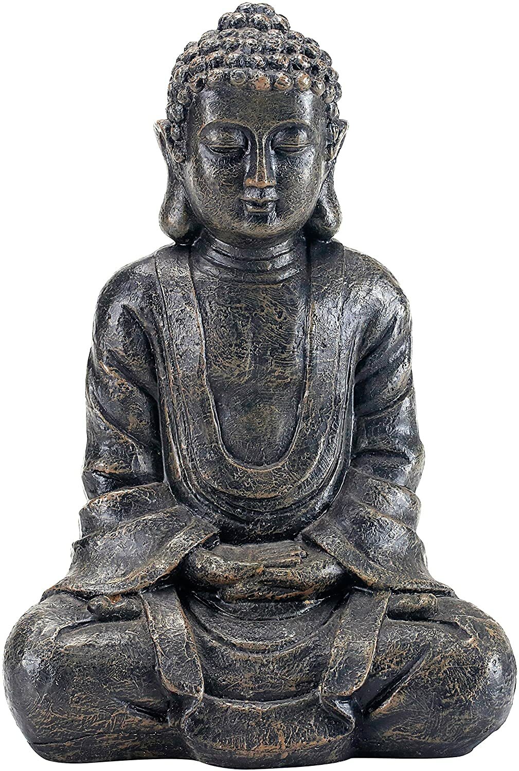 MyGift 12 inch Meditating Seated Buddha Statue Figurine with Rustic Gray Finish MyGift 12 inch Meditating Seated Buddha Statue Figurine with Rustic Gray Finish