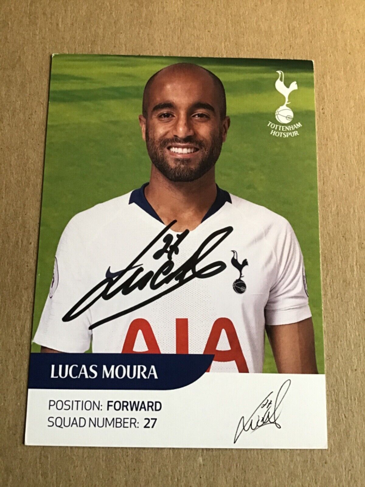 Lucas Moura, Brazil 🇧🇷 Tottenham Hotspur  2018/19 hand signed