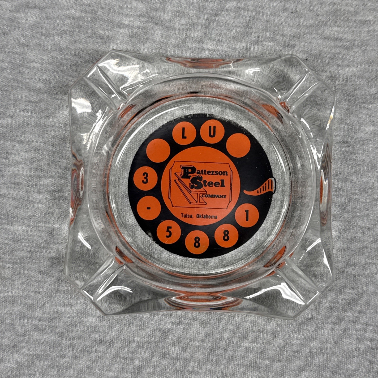 Vintage Patterson Steel Company Glass Ashtray - Tulsa, Oklahoma Vintage Patterson Steel Company Glass Ashtray - Tulsa, Oklahoma