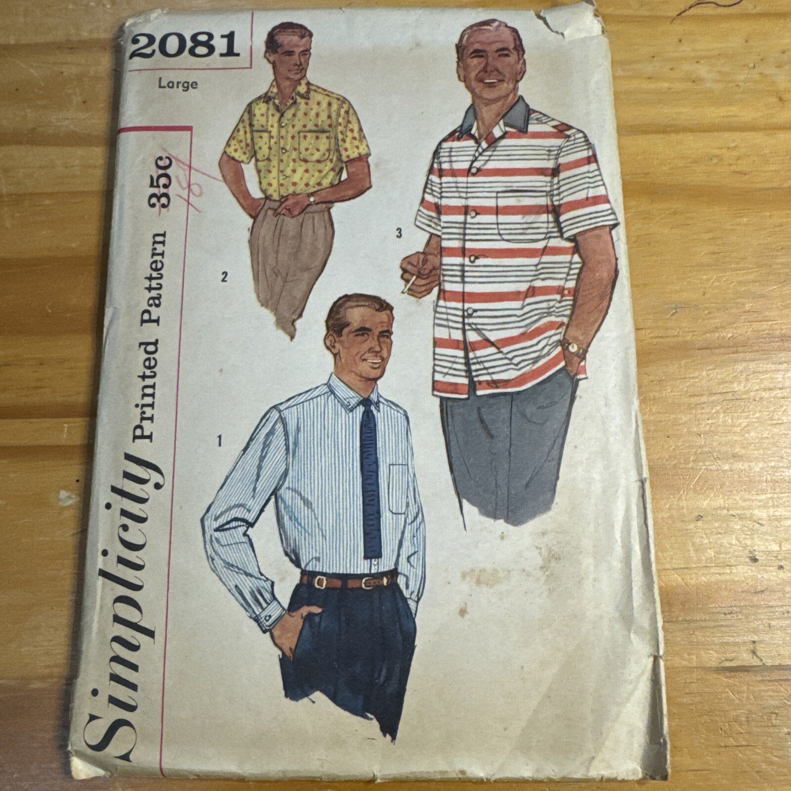 Vintage 50's Simplicity Pattern 2081, Men's Shirt, Size M (38-40), Cut Vintage 50's Simplicity Pattern 2081, Men's Shirt, Size M (38-40), Cut