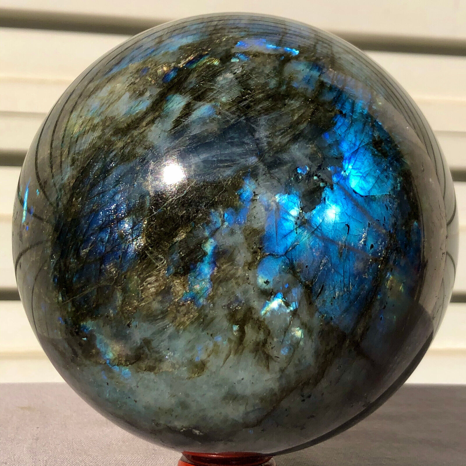 6.63lb  Natural labradorite ball rainbow quartz crystal sphere gem reiki healing