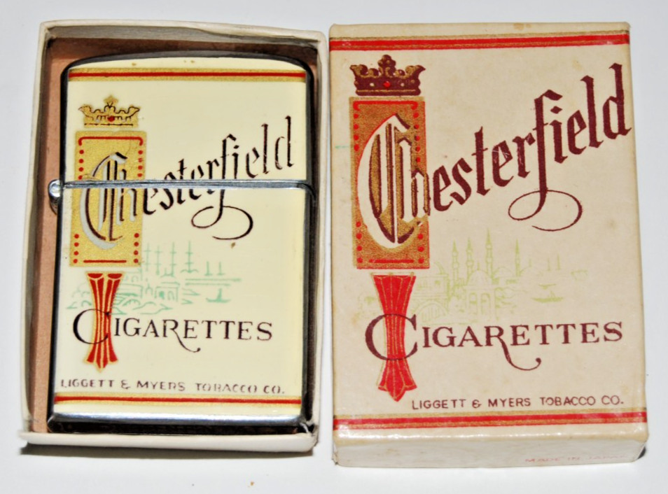 Vintage Chesterfield Cigarettes Advertising Lighter Continental Japan Boxed 1960 Vintage Chesterfield Cigarettes Advertising Lighter Continental Japan Boxed 1960