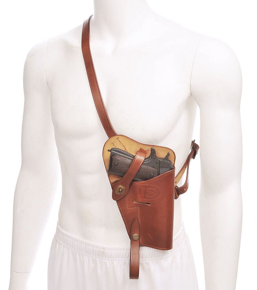 US WW2 M3 Colt 1911 45 Shoulder Holster Premium Drum Dyed Leather marked JT&L 43 US WW2 M3 Colt 1911 45 Shoulder Holster Premium Drum Dyed Leather marked JT&L 43
