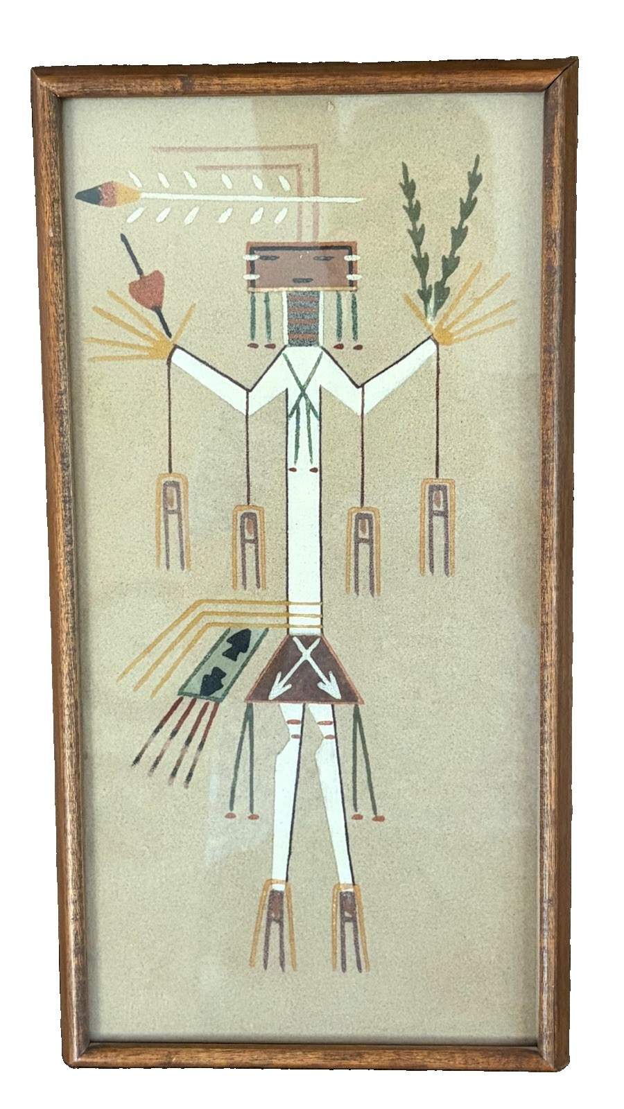 Vtg 1970’s Navajo Yei “Scared Ones” Sand Painting By Wilson Price Sr. Signed Vtg 1970’s Navajo Yei “Scared Ones” Sand Painting By Wilson Price Sr. Signed