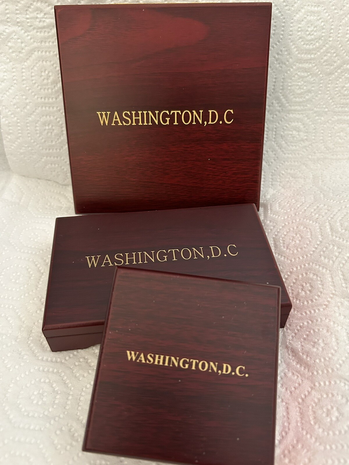 3 CHALLENGE COIN WOOD BOXES EMPTY 1-2-& 4 COINS Size to DISPLAY / GIFT New BOX