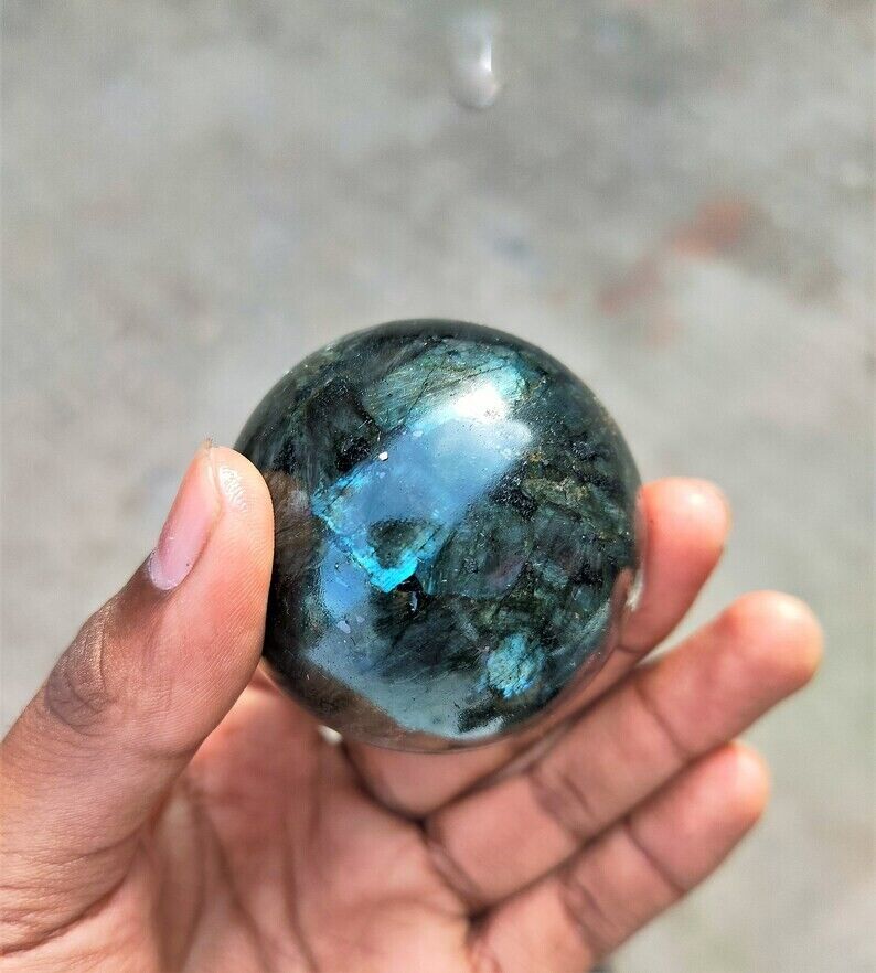 Large 50MM Natural Green Labradorite Crystal Healing Metaphysical Sphere Ball