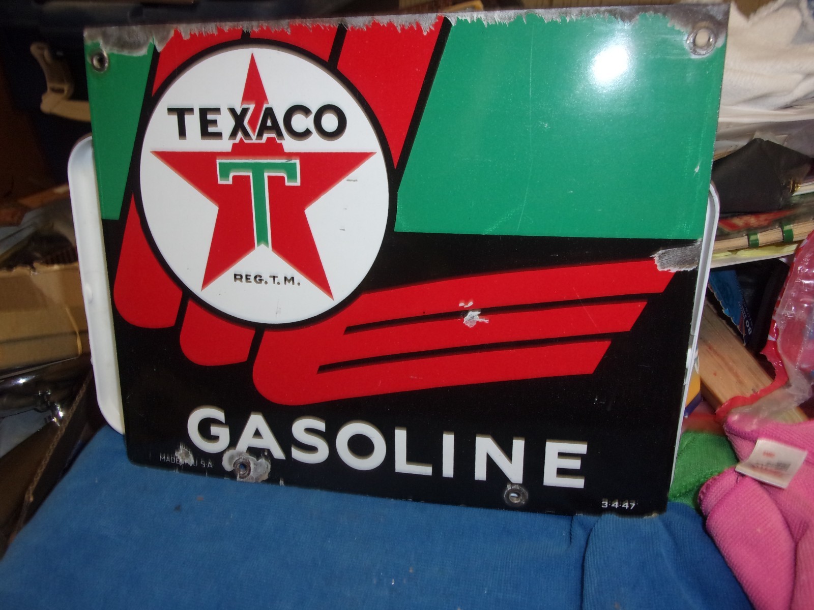 Texaco gas pump plate 1947   1/2 plate