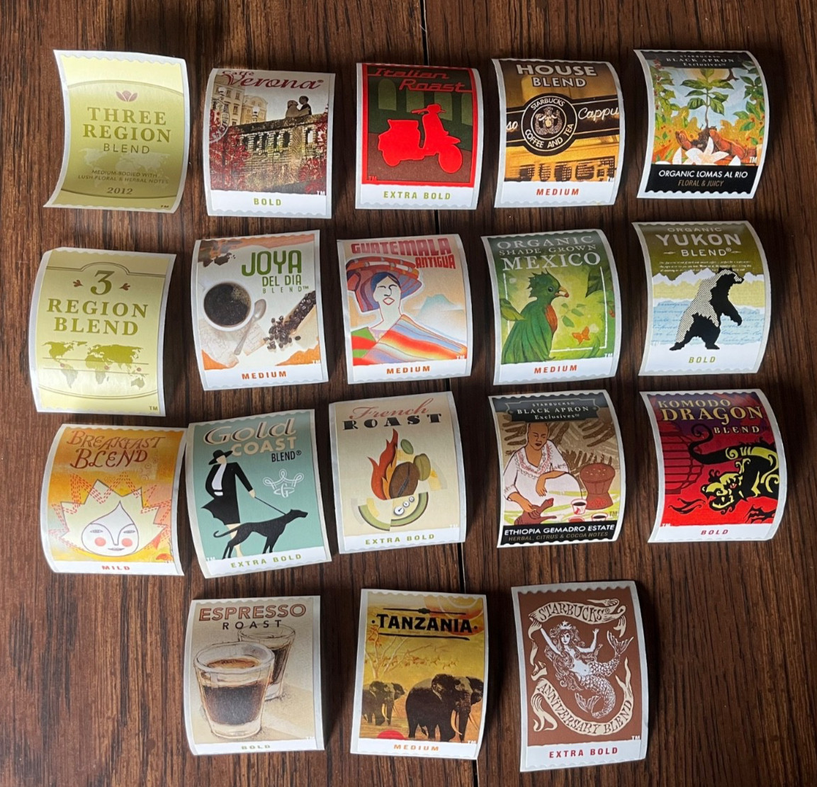 Starbucks Coffee Vintage Stamp Stickers Lot of 18