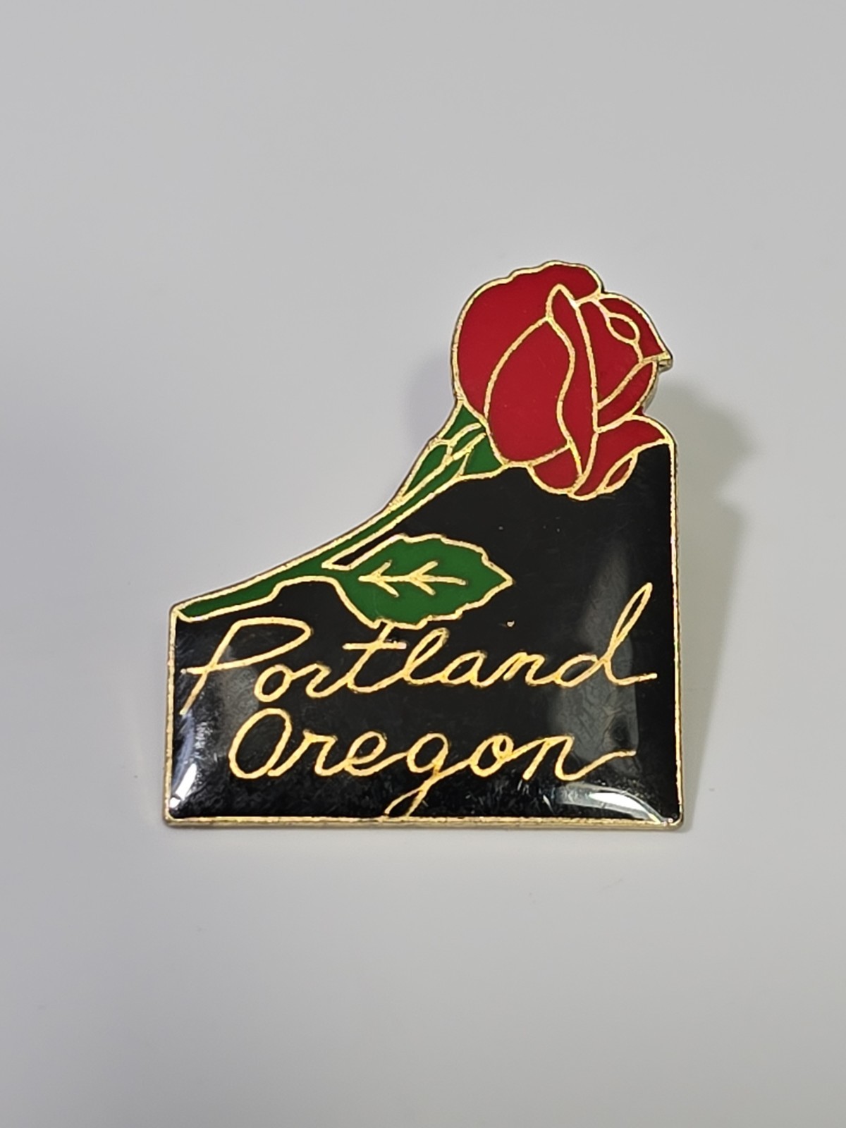 Portland Oregon Travel Souvenir Lapel Pin Red Rose Black Background Portland Oregon Travel Souvenir Lapel Pin Red Rose Black Background