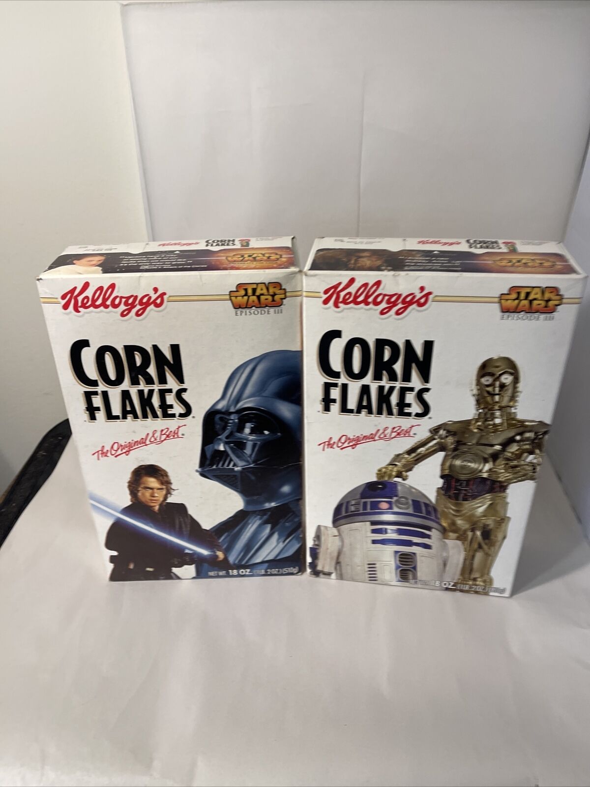 Kellogg\'s Corn Flakes Star Wars Episode 3 Darth Vader C3PO R2D2 Cereal Boxes