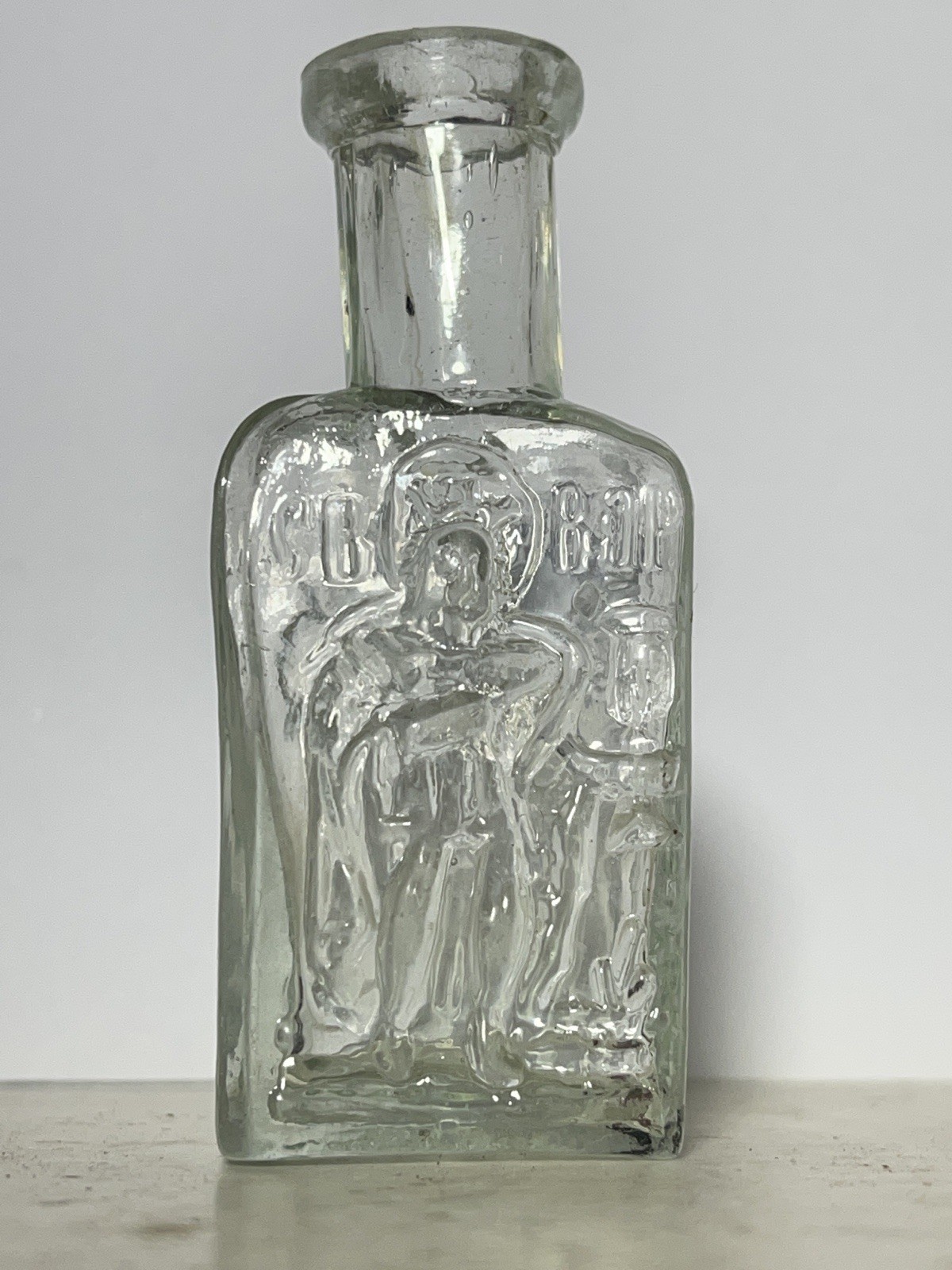 Rare Antique Church Flask – St. Varvara & Archangel Michael – Open Pontil