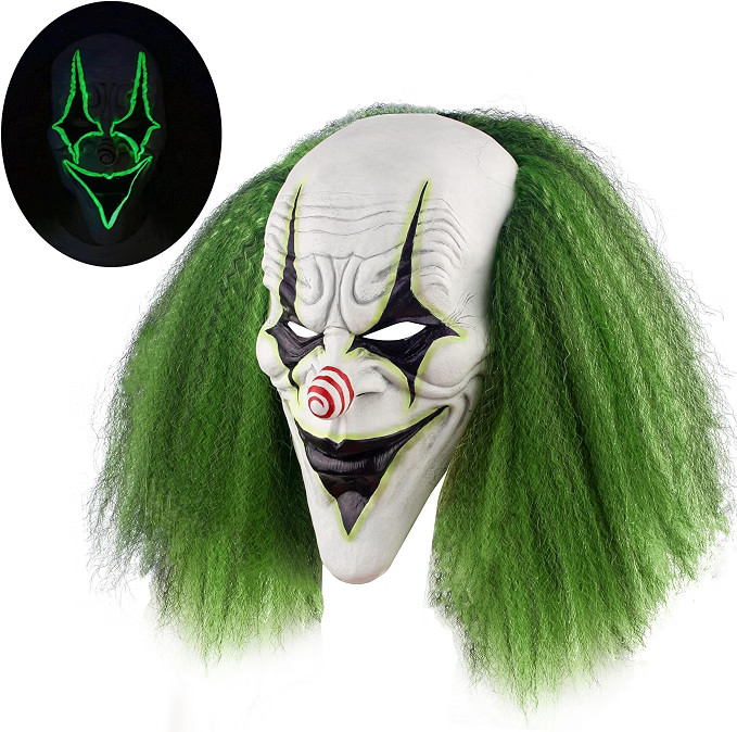 Scary Halloween Clown Mask with Green Hair for Adult Horror Evil Killer Joker Scary Halloween Clown Mask with Green Hair for Adult Horror Evil Killer Joker