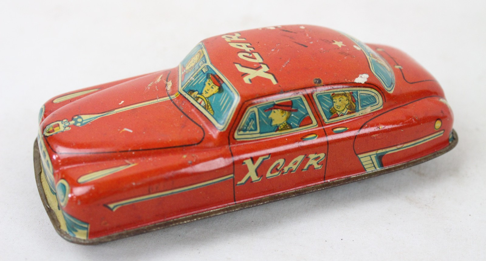 Vintage XCar Tin Red Toy Spinner Lithograph Litho X Car Friction Working Rare Vintage XCar Tin Red Toy Spinner Lithograph Litho X Car Friction Working Rare
